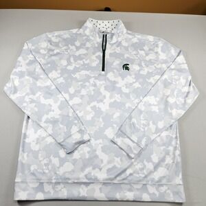 Horn Legend Men's XL LS 1/4 Zip Bamboo Charcoal Luxury Camo MSU Spartans NCAA